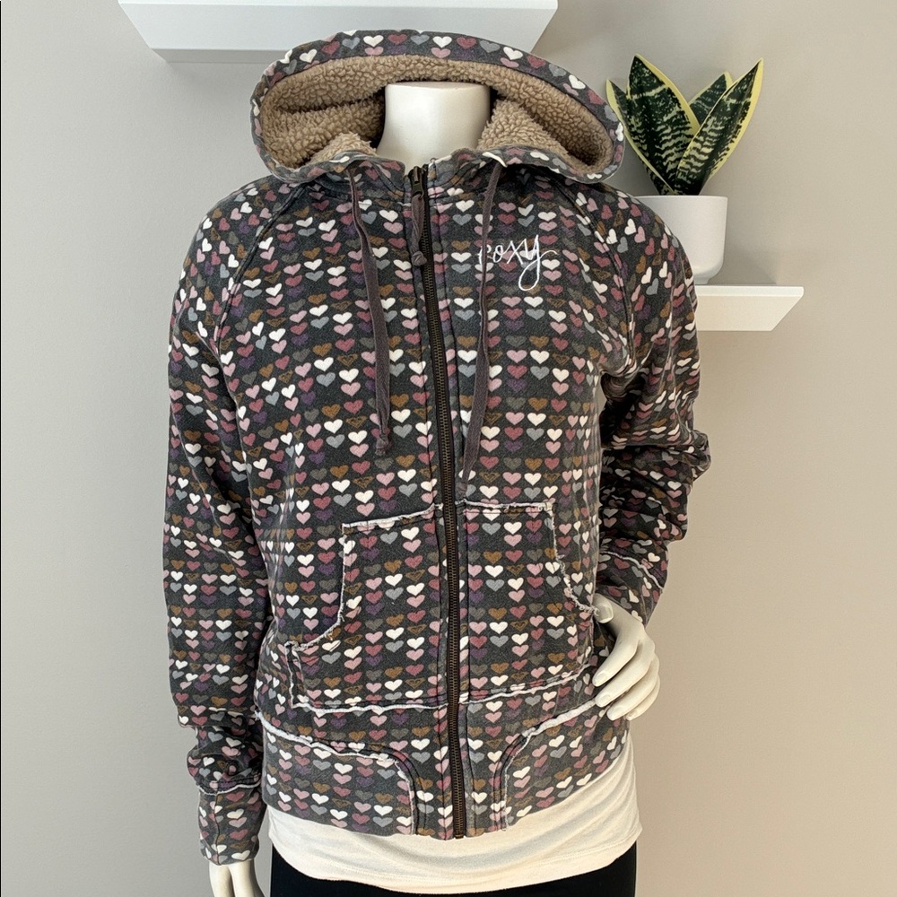 Roxy Multicolor Heart Pattern Hoodie